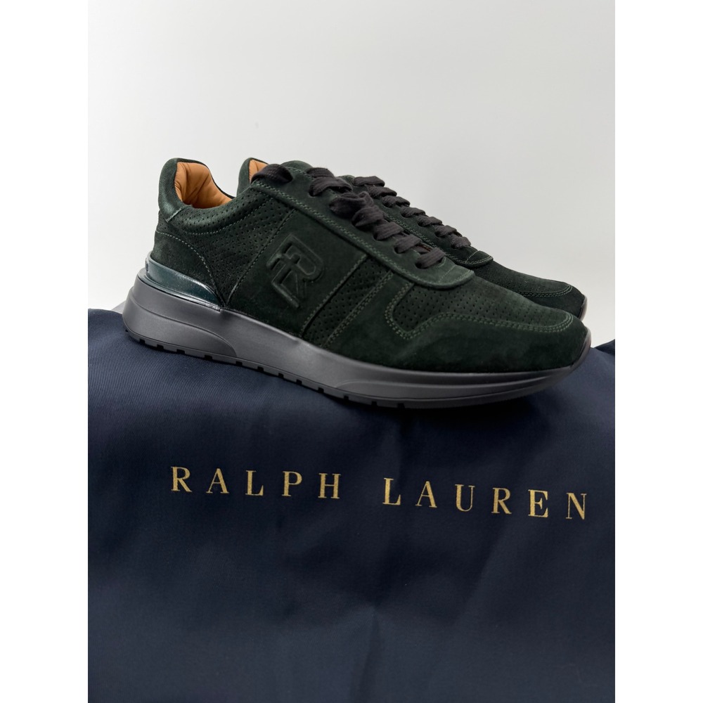 Ralph Lauren Ethan II Mens 8D Green Calf Suede Sneakers Made in Italy New in Box